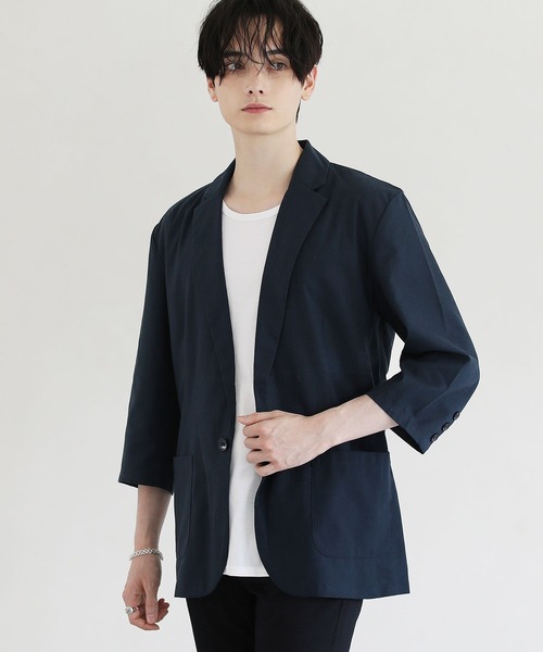 THE CASUAL(カジュアル)の「綿麻7分袖テーラードジャケット(テーラードジャケット・メンズ・ブラック/ベージュ/ネイビー/チャコール・M/XL/L)」の14枚目の写真