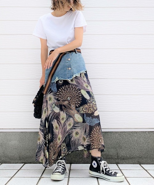 Q（キュー）の「デニムドッキングスカート（スカート・レディース・マルチ・MEDIUM）」の4枚目の写真