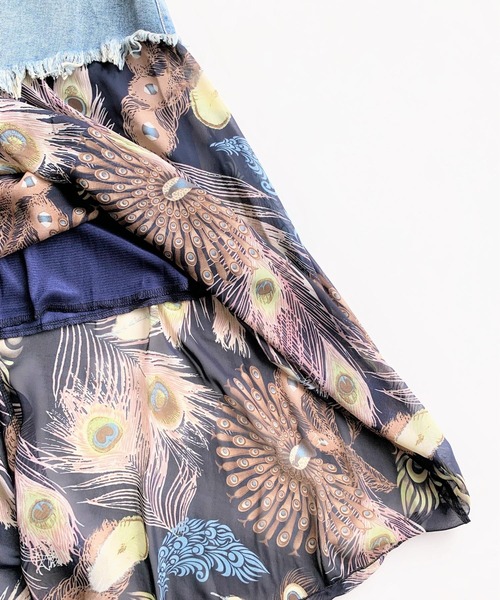 Q（キュー）の「デニムドッキングスカート（スカート・レディース・マルチ・MEDIUM）」の3枚目の写真