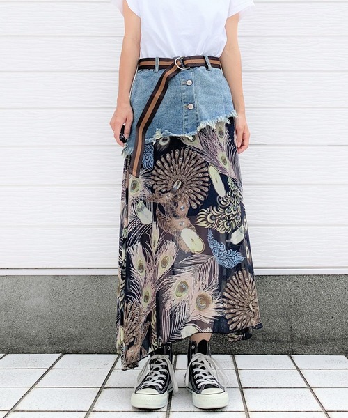 Q（キュー）の「デニムドッキングスカート（スカート・レディース・マルチ・MEDIUM）」の5枚目の写真