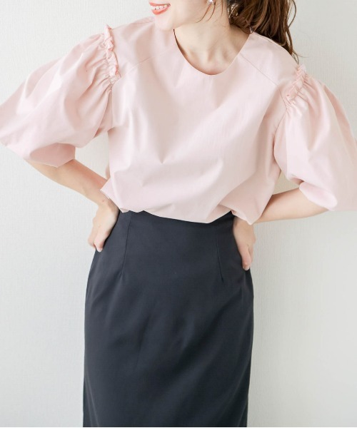 SUGAR BISKET（シュガービスケット）の「バルーンスリーブブラウス（シャツ/ブラウス・レディース・ホワイト/ベージュ/ピンク/ブラック・M/L）」の4枚目の写真