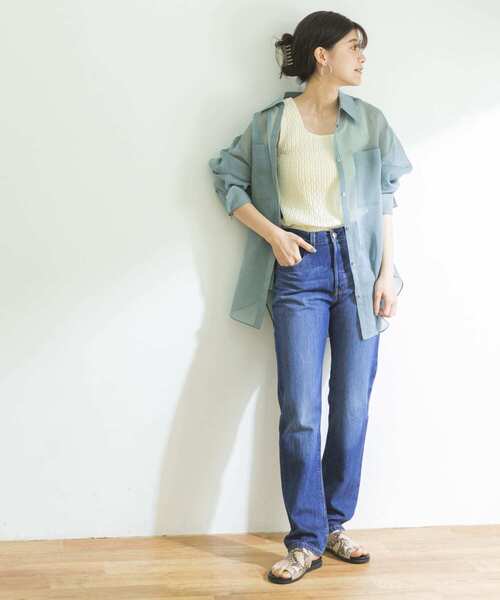 URBAN RESEARCH（アーバンリサーチ）の「ランダムアイレットテレコスクエアタンクトップ（タンクトップ・レディース・カーキ/ブラック/オフホワイト・FREE）」の7枚目の写真