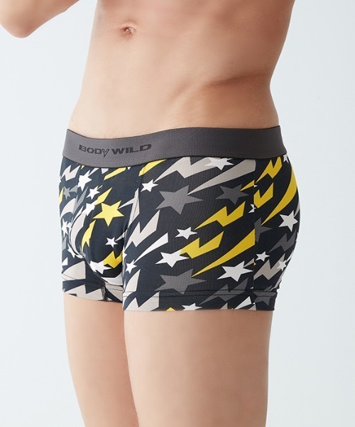 BODY WILD(ボディーワイルド)の「BODYWILD/ボディワイルド ストレッチ ボクサーパンツ ナイロンジャカード シューティングスター柄(ボクサーパンツ・メンズ・イエロー/レッド・MEDIUM/LARGE)」の3枚目の写真