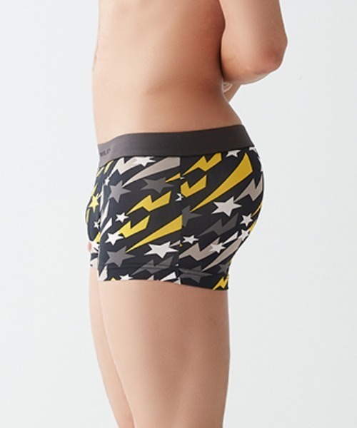 BODY WILD(ボディーワイルド)の「BODYWILD/ボディワイルド ストレッチ ボクサーパンツ ナイロンジャカード シューティングスター柄(ボクサーパンツ・メンズ・イエロー/レッド・MEDIUM/LARGE)」の4枚目の写真