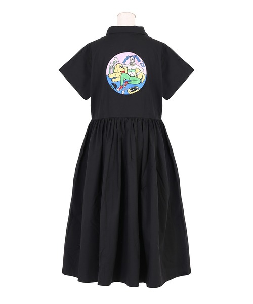 【美品】　プニュズ　GOOD MOOD半袖シャツロングワンピースグリーン PUNYUS GOOD MOOD半袖シャツロングワンピースグリーン WEGO