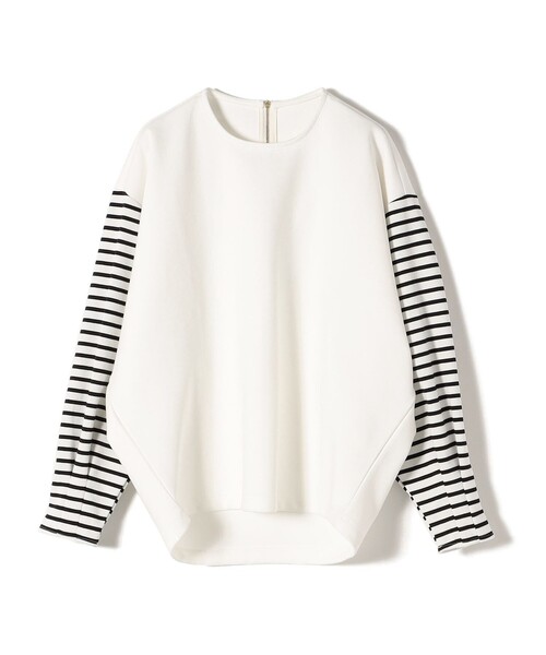 SHIPS(シップス)の「*ボーダースリーブコンビプルオーバー◇(Tシャツ/カットソー・レディース・ホワイト系/ブラック/ブルー・ONE SIZE)」の4枚目の写真