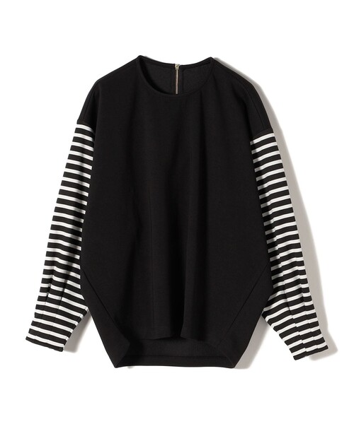 SHIPS(シップス)の「*ボーダースリーブコンビプルオーバー◇(Tシャツ/カットソー・レディース・ホワイト系/ブラック/ブルー・ONE SIZE)」の6枚目の写真