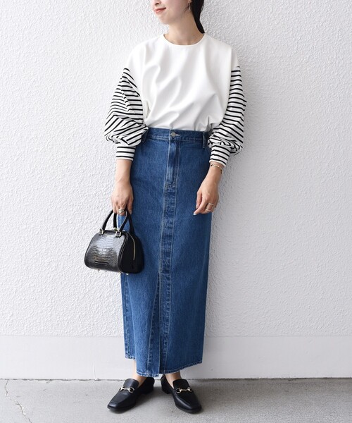 SHIPS(シップス)の「*ボーダースリーブコンビプルオーバー◇(Tシャツ/カットソー・レディース・ホワイト系/ブラック/ブルー・ONE SIZE)」の20枚目の写真