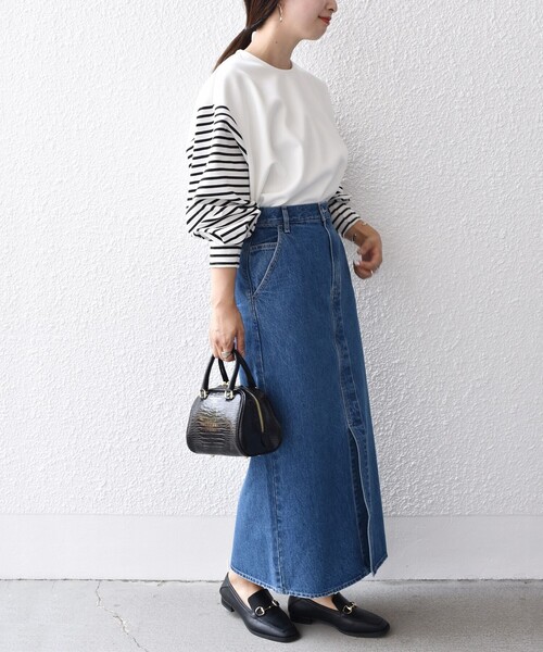 SHIPS(シップス)の「*ボーダースリーブコンビプルオーバー◇(Tシャツ/カットソー・レディース・ホワイト系/ブラック/ブルー・ONE SIZE)」の22枚目の写真