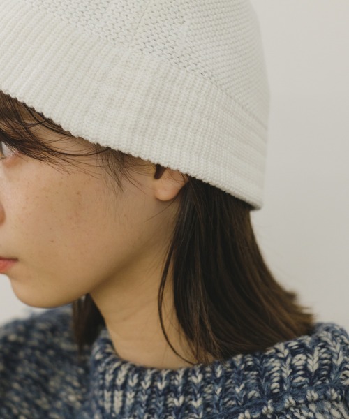 ホワイト ニット バケットハット fluffy knit bucket hat(ふわふわニットバケットハット)