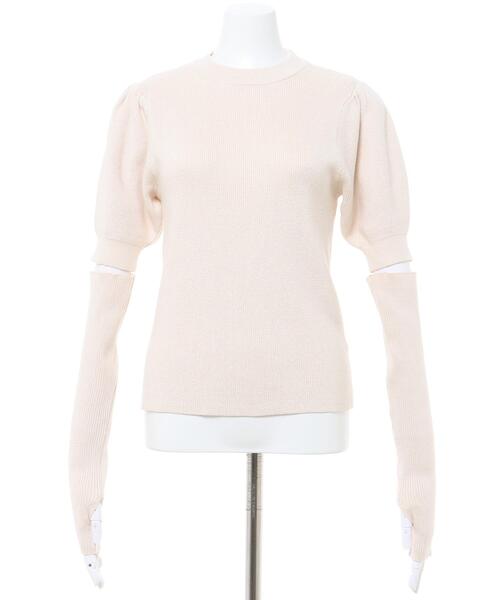 INGNI（イング）の「アームウォーマー付ニット（ニット/セーター・レディース・ラベンダー/ブラック/オフホワイト・M）」の8枚目の写真