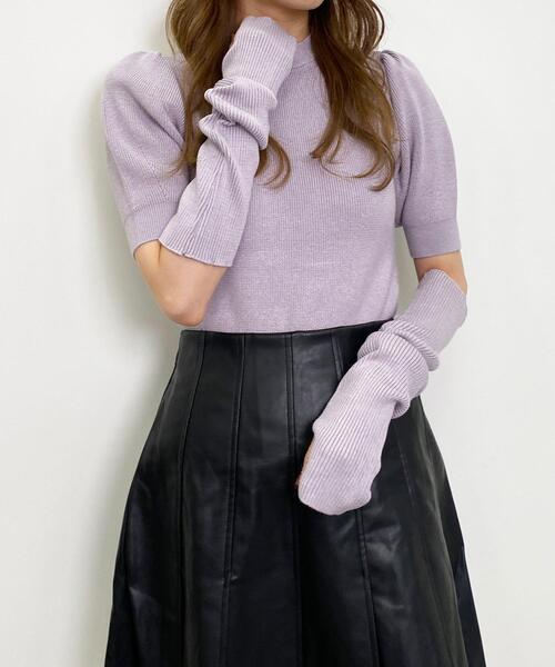 INGNI（イング）の「アームウォーマー付ニット（ニット/セーター・レディース・ラベンダー/ブラック/オフホワイト・M）」の10枚目の写真