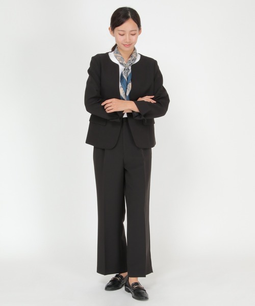 IKKA LOUNGE（イッカラウンジ）の「【BeasySmart】ウォッシャブルキーネックジャケット（テーラードジャケット・レディース・ブラック/ブラウン・M/L）」の10枚目の写真