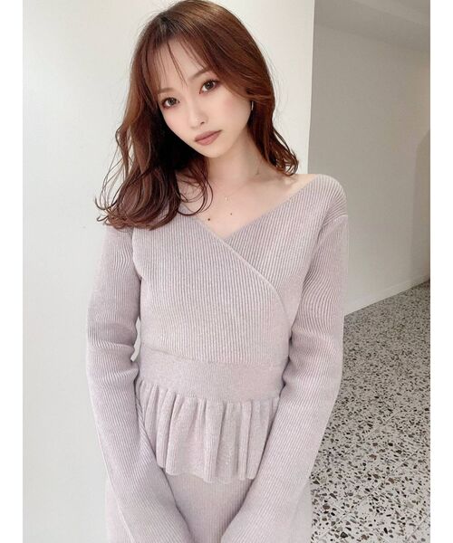 RESEXXY（リゼクシー）の「ペプラムデザインニットトップス【セットアップ着用可能】（ニット/セーター・レディース・ブラック/ベージュ/ピンク・FREE）」の10枚目の写真