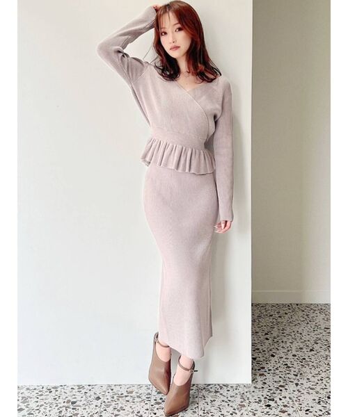 RESEXXY（リゼクシー）の「ペプラムデザインニットトップス【セットアップ着用可能】（ニット/セーター・レディース・ブラック/ベージュ/ピンク・FREE）」の14枚目の写真