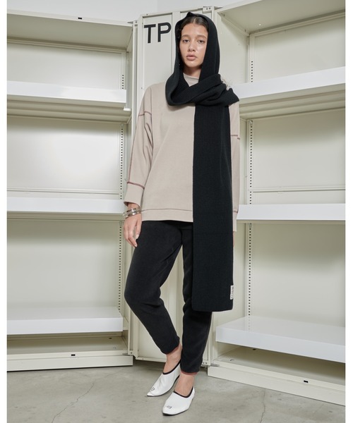 THEATRE PRODUCTS（シアタープロダクツ）の「ブラウンネームフードマフラー（マフラー・レディース・ブラック/グレー/ベージュ/カーキ・FREE）」の6枚目の写真