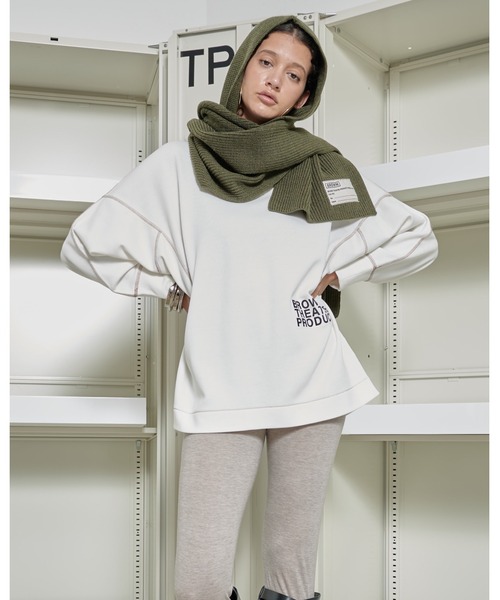 THEATRE PRODUCTS（シアタープロダクツ）の「ブラウンネームフードマフラー（マフラー・レディース・ブラック/グレー/ベージュ/カーキ・FREE）」の11枚目の写真