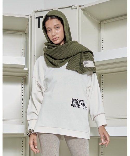 THEATRE PRODUCTS（シアタープロダクツ）の「ブラウンネームフードマフラー（マフラー・レディース・ブラック/グレー/ベージュ/カーキ・FREE）」の12枚目の写真