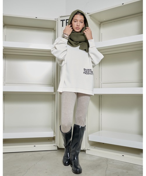 THEATRE PRODUCTS（シアタープロダクツ）の「ブラウンネームフードマフラー（マフラー・レディース・ブラック/グレー/ベージュ/カーキ・FREE）」の13枚目の写真