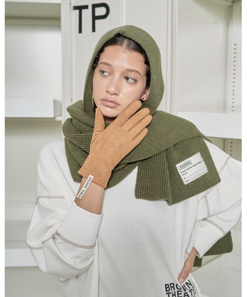 THEATRE PRODUCTS（シアタープロダクツ）の「ブラウンネームフードマフラー（マフラー・レディース・ブラック/グレー/ベージュ/カーキ・FREE）」の15枚目の写真