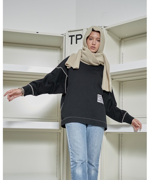 THEATRE PRODUCTS（シアタープロダクツ）の「ブラウンネームフードマフラー（マフラー・レディース・ブラック/グレー/ベージュ/カーキ・FREE）」の17枚目の写真