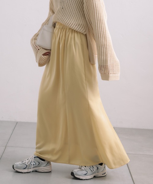 CIAOPANIC TYPY（チャオパニックティピー）の「■【2WAY】シルエットサテンスカート（スカート・レディース・ブラウン/イエロー/ブラック/ブルー・ONE SIZE）」の4枚目の写真