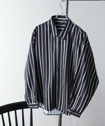 Art re A select | DRAPE OVERSIZED STRIPESHIRTS/トロミファブリック ストライプ長袖オーバーサイズシャツ(シャツ/ブラウス)