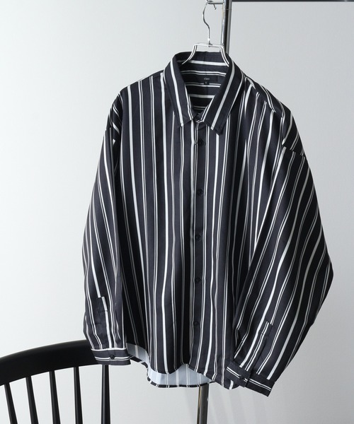 セール】DRAPE OVERSIZED STRIPESHIRTS/トロミファブリック