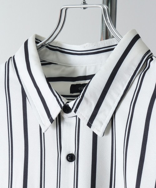 Art re A select（アトリエセレクト）の「DRAPE OVERSIZED STRIPESHIRTS/トロミファブリック ストライプ長袖オーバーサイズシャツ（シャツ/ブラウス・メンズ・ホワイト系その他/ブラック系その他・M/L）」の7枚目の写真