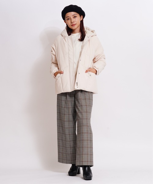 GIORDANO（ジョルダーノ）の「[ GIORDANO ]パデッドフードルーズジャケット | 撥水/防風（ダウンジャケット/コート・レディース・グレー/ベージュ・MEDIUM/LARGE/X-LARGE）」の17枚目の写真