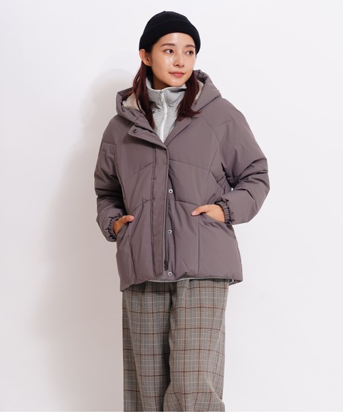 GIORDANO（ジョルダーノ）の「[ GIORDANO ]パデッドフードルーズジャケット | 撥水/防風（ダウンジャケット/コート・レディース・グレー/ベージュ・MEDIUM/LARGE/X-LARGE）」の15枚目の写真
