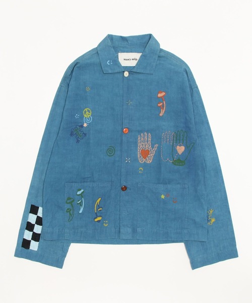 Story mfg.(ストーリーエムエフジー)の「【STORY MFG】ストーリーエムエフジー 21AW SHORT ON TAIME JACKET INDIGO NICE TRIP(シャツ/ブラウス・メンズ・インディゴブルー・MEDIUM)」の1枚目の写真