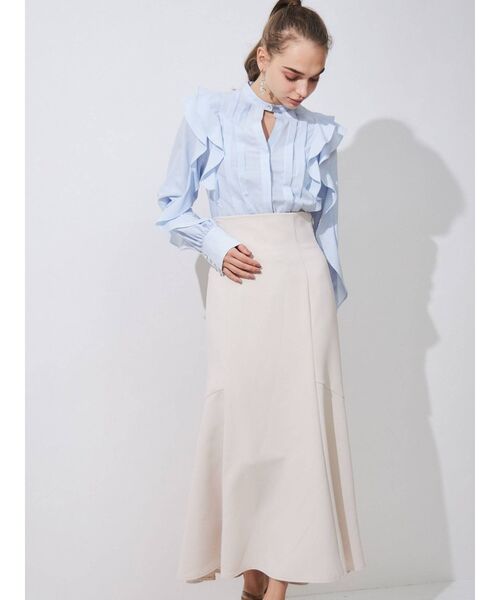 MERCURYDUO(マーキュリーデュオ)の「【To/】タックフリル配色ブラウス(シャツ/ブラウス・レディース・オフホワイト/ライトブルー/ベージュ・FREE)」の10枚目の写真