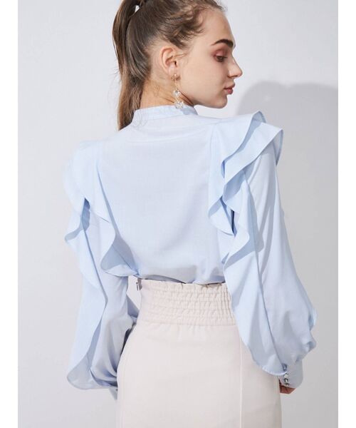 MERCURYDUO(マーキュリーデュオ)の「【To/】タックフリル配色ブラウス(シャツ/ブラウス・レディース・オフホワイト/ライトブルー/ベージュ・FREE)」の12枚目の写真