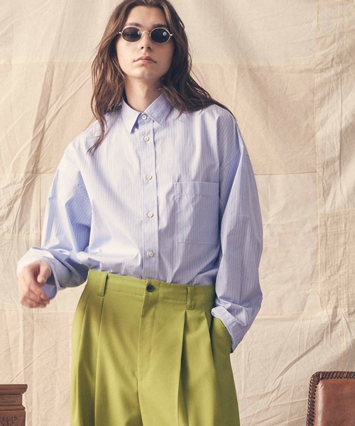 MAISON SPECIAL(メゾンスペシャル)の「《ユニセックスアイテム》THOMAS MASON/トーマスメイソン プライムオーバーシャツ【MAISON SPECIAL/メゾンスペシャル】(シャツ/ブラウス・メンズ・ダークネイビー/ライトブルー/ブラック/ネイビー/ブルー/オフホワイト/ダークブルー/サックスブルー/ブラウン/スカイブルー/カーキ・0/1/2)」の8枚目の写真