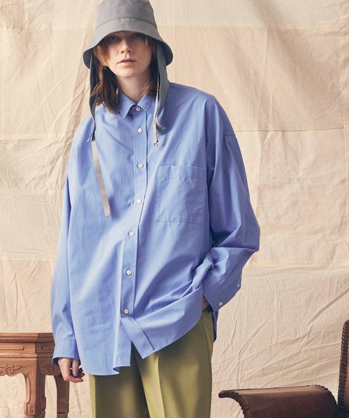 MAISON SPECIAL(メゾンスペシャル)の「《ユニセックスアイテム》THOMAS MASON/トーマスメイソン プライムオーバーシャツ【MAISON SPECIAL/メゾンスペシャル】(シャツ/ブラウス・メンズ・ダークネイビー/ライトブルー/ブラック/ネイビー/ブルー/オフホワイト/ダークブルー/サックスブルー/ブラウン/スカイブルー/カーキ・0/1/2)」の9枚目の写真