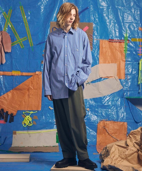 MAISON SPECIAL(メゾンスペシャル)の「《ユニセックスアイテム》THOMAS MASON/トーマスメイソン プライムオーバーシャツ【MAISON SPECIAL/メゾンスペシャル】(シャツ/ブラウス・メンズ・ダークネイビー/ライトブルー/ブラック/ネイビー/ブルー/オフホワイト/ダークブルー/サックスブルー/ブラウン/スカイブルー/カーキ・0/1/2)」の15枚目の写真