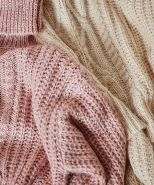 idem（イデム）の「low gauge turtleneck knit/ローゲージオフタートルニット（ニット/セーター・レディース・アイボリー/チャコールグレー/ピンク・FREE）」の8枚目の写真