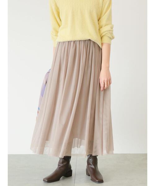 Te chichi TERRASSE（テチチテラス）の「チュールギャザースカート（スカート・レディース・モカ/グレー/ブラック・ﾌﾘ-）」の4枚目の写真