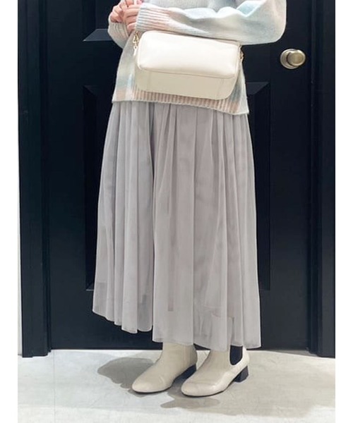 Te chichi TERRASSE（テチチテラス）の「チュールギャザースカート（スカート・レディース・モカ/グレー/ブラック・ﾌﾘ-）」の3枚目の写真