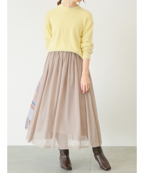 Te chichi TERRASSE（テチチテラス）の「チュールギャザースカート（スカート・レディース・モカ/グレー/ブラック・ﾌﾘ-）」の5枚目の写真