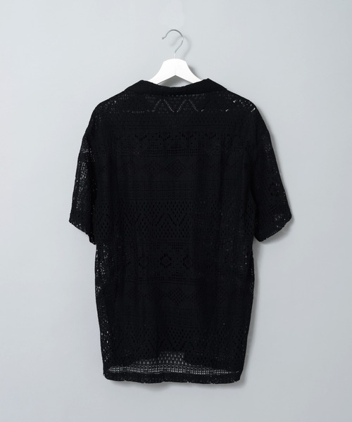 ADPOSION（アドポーション）の「【Revo.】ジオメトリックメッシュ オープンカラー半袖シャツ（シャツ/ブラウス・メンズ・ホワイト/ブラック・MEDIUM/LARGE）」の6枚目の写真