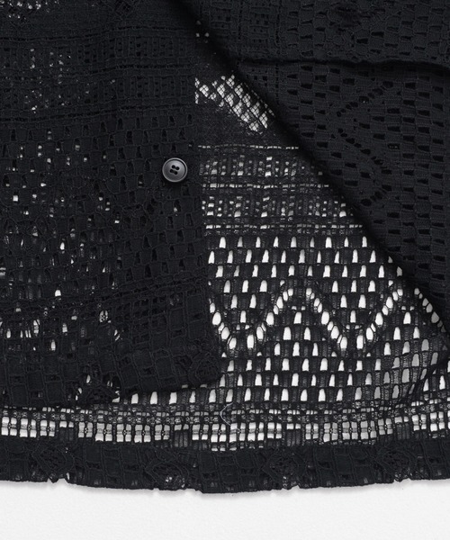 ADPOSION（アドポーション）の「【Revo.】ジオメトリックメッシュ オープンカラー半袖シャツ（シャツ/ブラウス・メンズ・ホワイト/ブラック・MEDIUM/LARGE）」の11枚目の写真