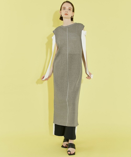 CITY TOKYO（シティトウキョウ）の「【和紙】2WAYニットワンピース（ワンピース・レディース・ダークグレー/ラベンダー/グレー・1/2）」の6枚目の写真