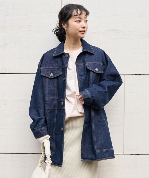 FREAK'S STORE(フリークスストア)の「BIGデニムジャケット(デニムジャケット・レディース・ブルー/ネイビー・フリ-)」の9枚目の写真