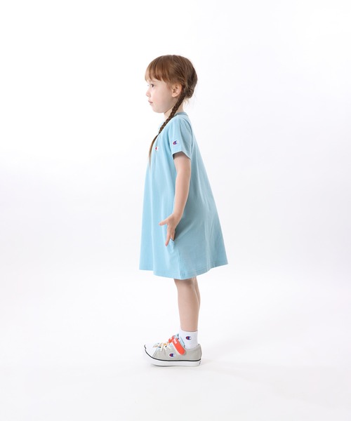 Champion（チャンピオン）の「【Champion/チャンピオン】キッズ ベーシック チュニックTシャツ（チュニック・キッズ・サックスブルー・150/100/160/140/130/120/110）」の5枚目の写真