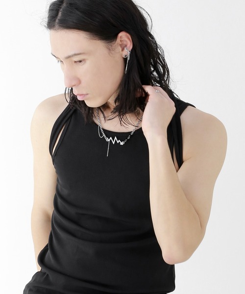 minsobi（ミンソビ）の「ショルダーストリングタンクトップ（タンクトップ・メンズ・ブラック・FREE）」の2枚目の写真