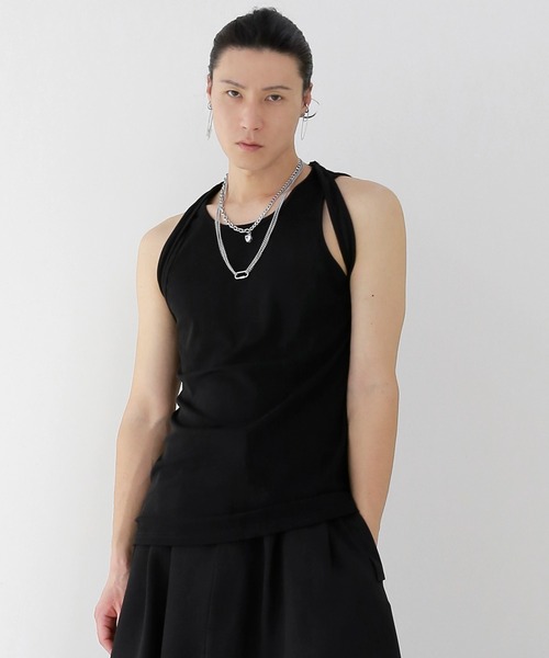 minsobi（ミンソビ）の「ショルダーストリングタンクトップ（タンクトップ・メンズ・ブラック・FREE）」の6枚目の写真