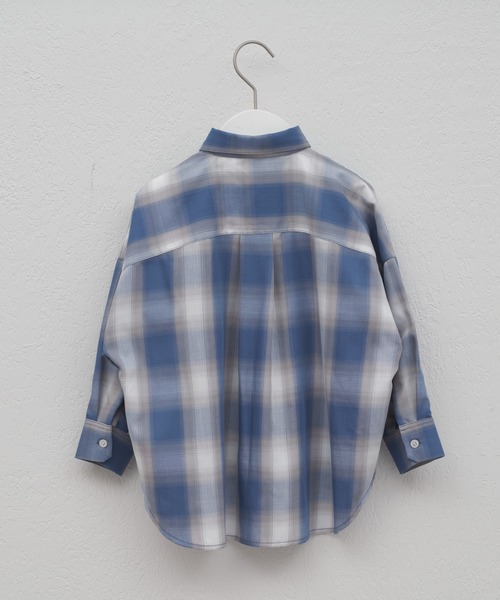 CIAOPANIC TYPY（チャオパニックティピー）の「【KIDS】オンブレチェックオーバーサイズレギュラーカラーシャツ（シャツ/ブラウス・キッズ・ブルー/イエロー・L/S/XXL/M/XL）」の8枚目の写真