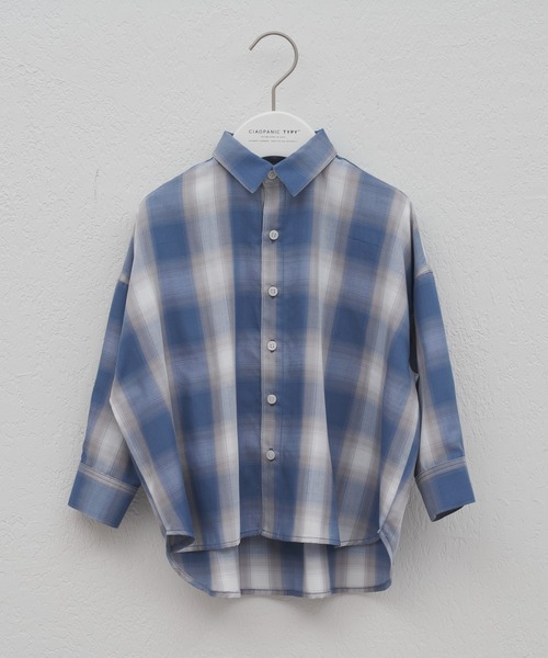 CIAOPANIC TYPY（チャオパニックティピー）の「【KIDS】オンブレチェックオーバーサイズレギュラーカラーシャツ（シャツ/ブラウス・キッズ・ブルー/イエロー・L/S/XXL/M/XL）」の9枚目の写真